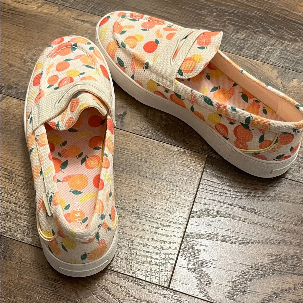 Cole Haan Peach & Cream Fruit-Print Loafers - Picture 2 of 3